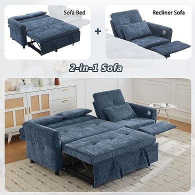 2-in-1 Sofa Three-seater Sofa with Sofa Bed and a Reversible Recliner Sofa