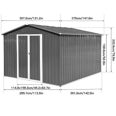 10x12 Ft Metal Outdoor Storage Shed