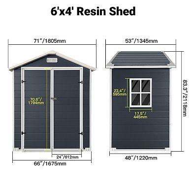 Plastic Outdoor Storage Shed with Floor and Lockable Door