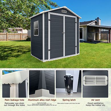 Plastic Outdoor Storage Shed with Floor and Lockable Door