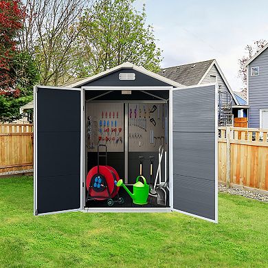 Plastic Outdoor Storage Shed with Floor and Lockable Door