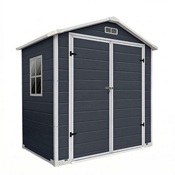 Plastic Outdoor Storage Shed with Floor and Lockable Door