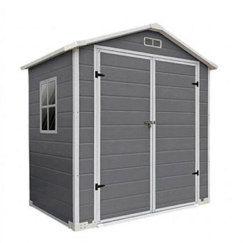 Plastic Outdoor Storage Shed with Floor and Lockable Door