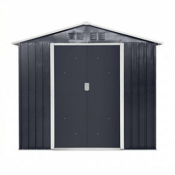 Metal Outdoor Garden Storage Shed with Window and Sliding Door