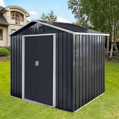 Metal Outdoor Garden Storage Shed with Window and Sliding Door