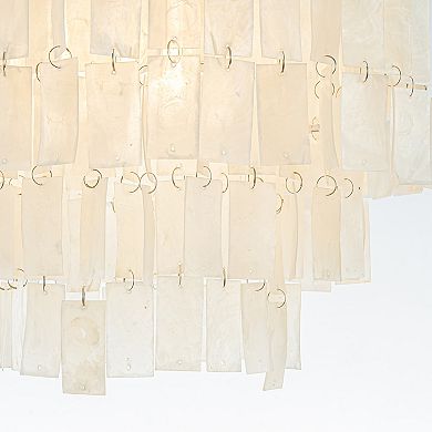 3-Light 18" Rustic Coastal Capiz Tiered Flush Mount Bronze Farmhouse Natural Seashell Ceiling Light