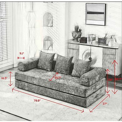 GOODSILO Convertible Folding Mattress Couch Floor Sofa Bed with Armrest Lounge
