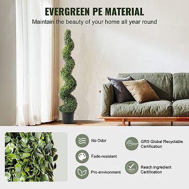 Artificial Boxwood Topiary Spiral Column 60 Inch Tall 2 Pieces UV Rated Faux Greenery