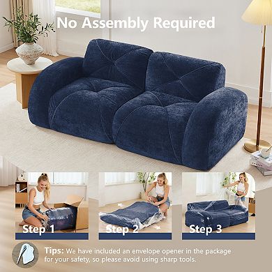 2-Seater Soft Velvet Tufted Sofa with Boneless Frame