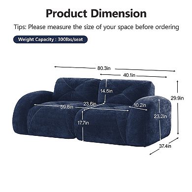 2-Seater Soft Velvet Tufted Sofa with Boneless Frame