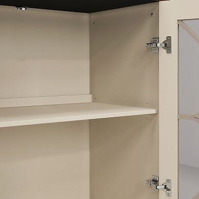 4-Door Storage Cabinet with Tempered Glass Doors