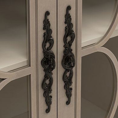 4-Door Storage Cabinet with Tempered Glass Doors