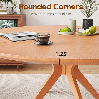 47.2" Solid Wood Round Dining Kitchen Table with Intersecting Pedestal Base