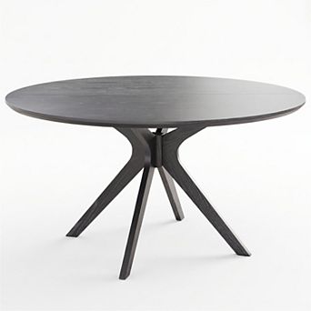 47.2" Solid Wood Round Dining Kitchen Table with Intersecting Pedestal Base