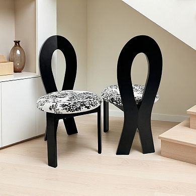 GOODSILO Solid Wood Dining Chairs Set of Two with Plush Velvet Upholstery and Ribbon Backrest