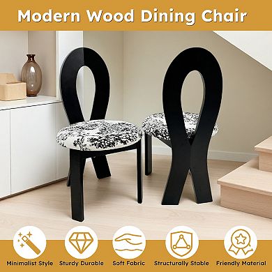 GOODSILO Solid Wood Dining Chairs Set of Two with Plush Velvet Upholstery and Ribbon Backrest