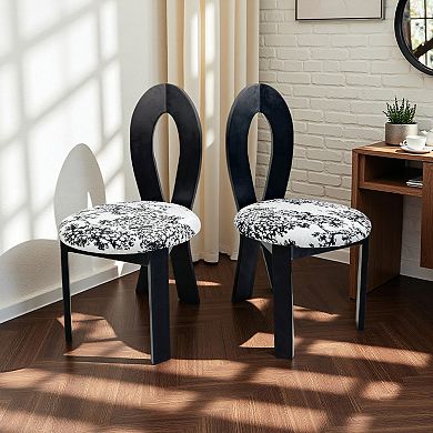 GOODSILO Solid Wood Dining Chairs Set of Two with Plush Velvet Upholstery and Ribbon Backrest