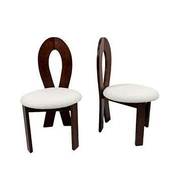 GOODSILO Solid Wood Dining Chairs Set of Two with Plush Velvet Upholstery and Ribbon Backrest