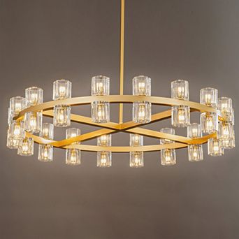 Modern Crystal Chandelier,K9 Crystal Chandeliers for Dining Room, Wagon Wheel Chandeliers