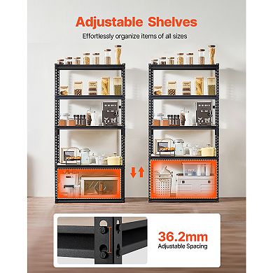 Garage Storage Shelving 5 Tier 2000 lb 16 x 36 x 71.4 Inch Adjustable Black Metal Rack
