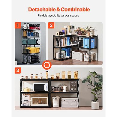 Garage Storage Shelving 5 Tier 2000 lb 16 x 36 x 71.4 Inch Adjustable Black Metal Rack