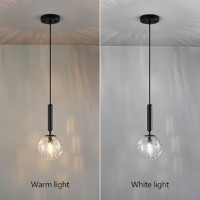 ZLAIQB 1-Light 3Pack Black Finish Clear Glass Mid Century Pendant Mount 5.9in Ceiling Light