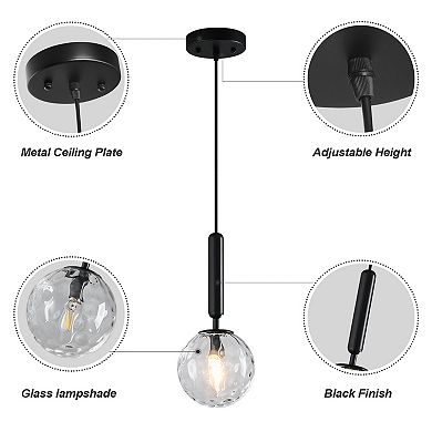 ZLAIQB 1-Light 3Pack Black Finish Clear Glass Mid Century Pendant Mount 5.9in Ceiling Light