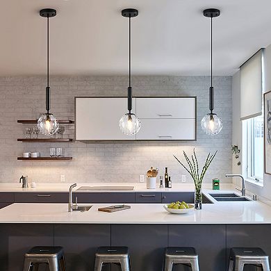 ZLAIQB 1-Light 3Pack Black Finish Clear Glass Mid Century Pendant Mount 5.9in Ceiling Light