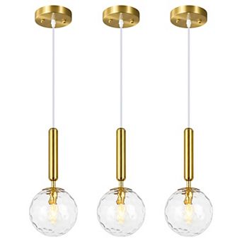 Mid Century Glass Globe Pendant, Modern Hanging Light for Kitchen & Living Areas