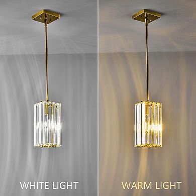 Modern Mini Crystal Pendant Light, Adjustable Hanging Fixture for Kitchen Island & Dining Room