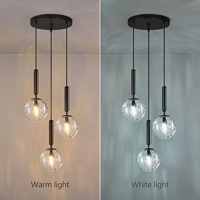 ZLAIQB 3-Light Gold Finish Clear Glass Mid Century Pendant Mount 5.9in Ceiling Light