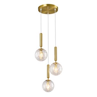 3-Light Mid Century Glass Globe Pendant, Modern Hanging Light for Kitchen & Living Areas
