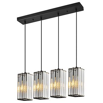 4-Light Modern Crystal Pendant, Adjustable Hanging Light for Kitchen & Dining Areas