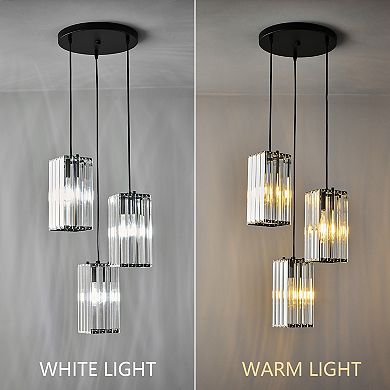 3-Light Modern Crystal Pendant, Adjustable Hanging Light for Kitchen & Dining Areas