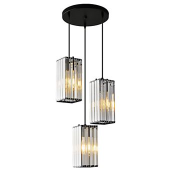 3-Light Modern Crystal Pendant, Adjustable Hanging Light for Kitchen & Dining Areas