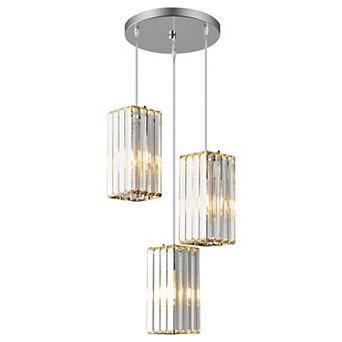 3-Light Modern Crystal Pendant, Adjustable Hanging Light for Kitchen & Dining Areas