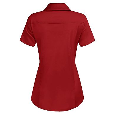 Zeagoo Womens Button Down Short Sleeve Slim Fit Button Up Stretchy Collared Shirt