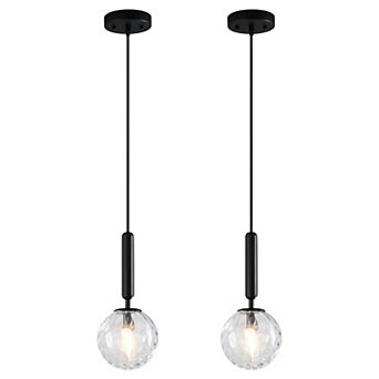 Mid Century Glass Globe Pendant, Modern Hanging Light for Kitchen & Living Areas