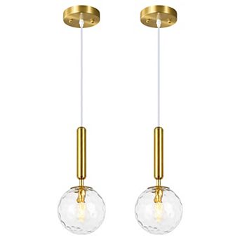 Mid Century Glass Globe Pendant, Modern Hanging Light for Kitchen & Living Areas