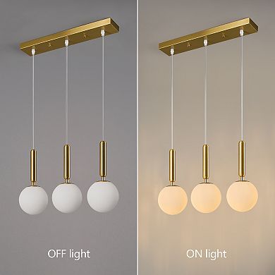 ZLAIQB 3-Light Chrome Finish Milky White Glass Modern Pendant Mount 5.9in Ceiling Light