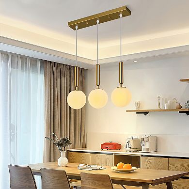 ZLAIQB 3-Light Chrome Finish Milky White Glass Modern Pendant Mount 5.9in Ceiling Light