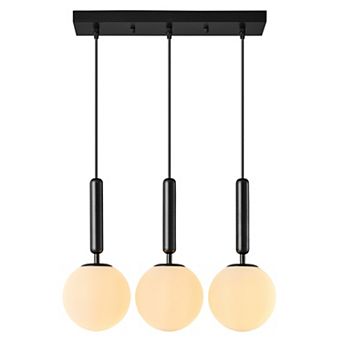 3 Light Mid Century Glass Globe Hanging Pendant Light Suitable for Kitchen Island Living Room