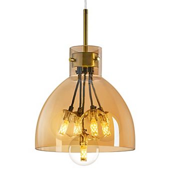 5 Light Glass Globe Chandelier, 9.84 in Shade Pendant Light for Kitchen Island & Dining Room 1 Pack