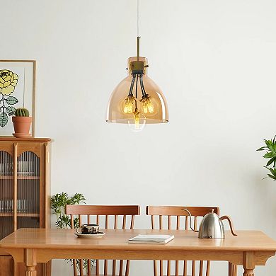 ZLAIQB 5-Light Cognac Glass Globe Pendant 9.84in Pendant Light