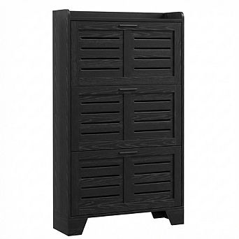 Shoe Storage Cabinet with 3 Flip Drawers,Shoe Organizer Storage with Hooks, Slim Shoe Rack Cabinet
