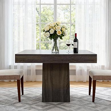 Square Dining Table for 4, 31.5" Compact Table, Wooden Kitchen Tables with Pedestal Base