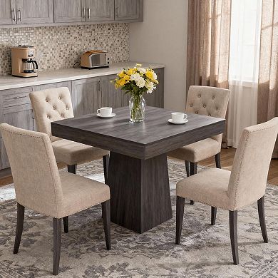 Square Dining Table for 4, 31.5" Compact Table, Wooden Kitchen Tables with Pedestal Base