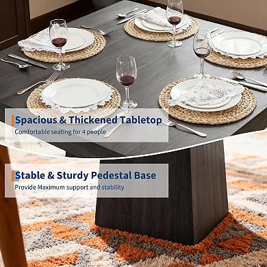 Square Dining Table for 4, 31.5" Compact Table, Wooden Kitchen Tables with Pedestal Base