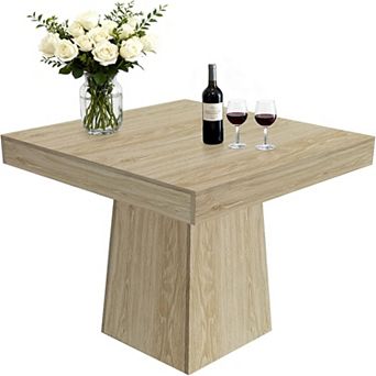 Square Dining Table for 4, 31.5" Compact Table, Wooden Kitchen Tables with Pedestal Base