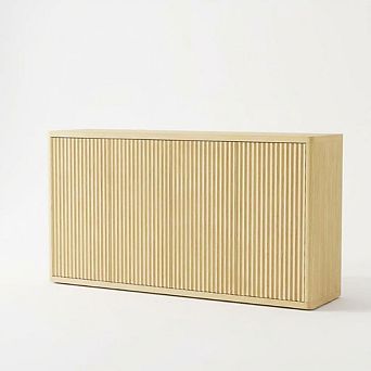 66.3" Sideboard Buffet Cabinet with Storage, 4-Door Fluted Credenza, Accent Cabinet for Living Room